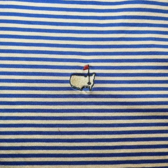 Masters Collection Blue Yellow Stripe Short Sleeve Golf Shirt Mens 2XL Pima - Picture 3 of 8